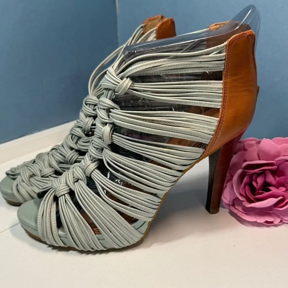 Gianni Bini Women's Strappy Heels Muted Teal and Brown